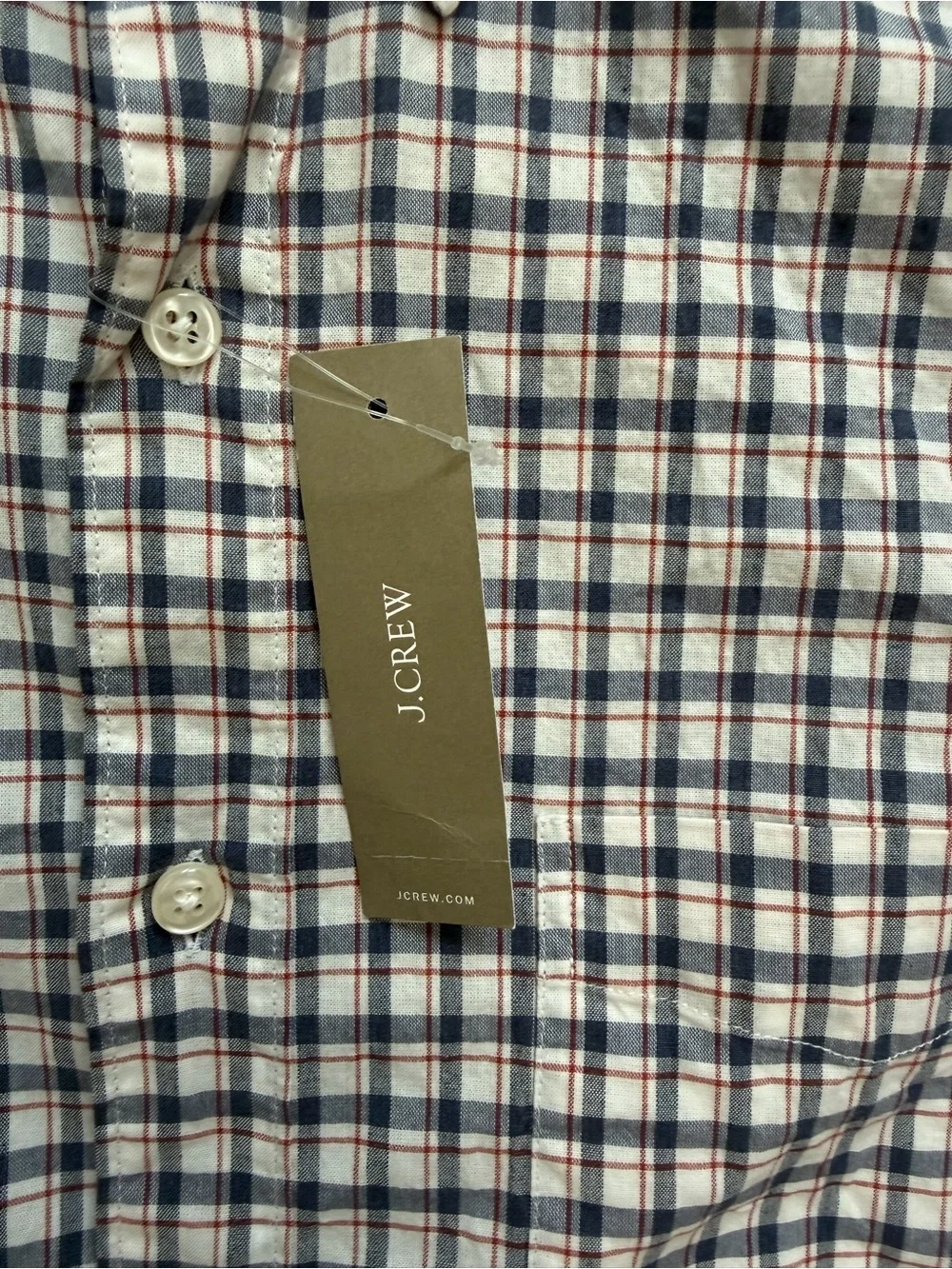 J CREW Slim Untucked Men’s Button-Down Plaid Shirt - Blue & Red